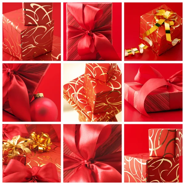 Collage of red gifts