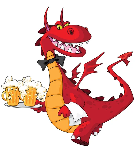 Dragon waiter with beer