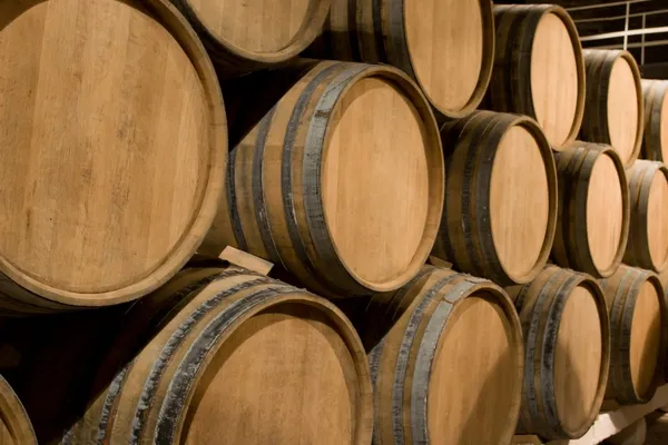 Wine barrels.