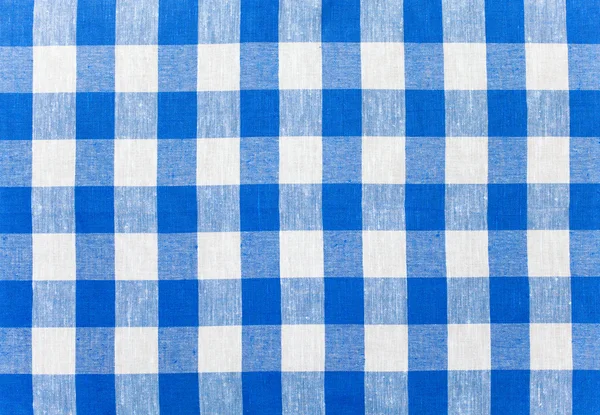Blue checked fabric tablecloth