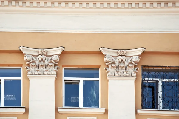 Decoration of old buildings, old school statues and barelief
