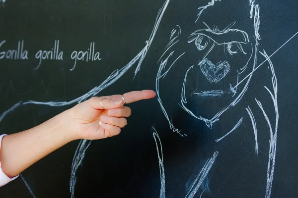 Gorilla Sketch On Chalkboard