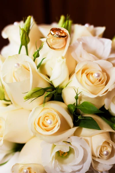 Ring on the wedding bouquet