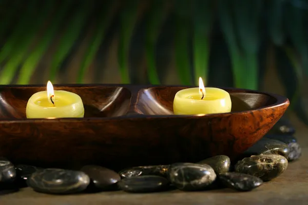 Massage stones and spa candles