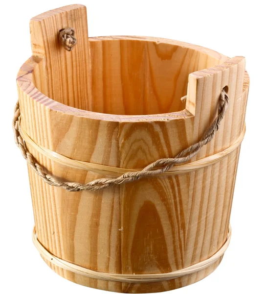 Empty wooden bucket.