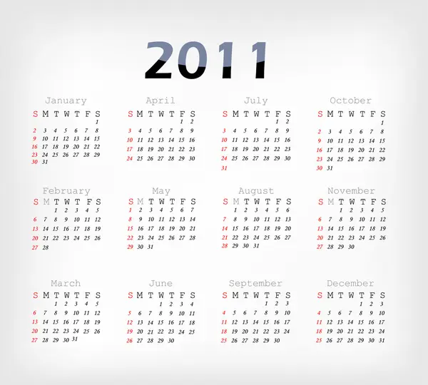 Calendars  2011 on Calendar Grid 2011 Year English   Stock Vector    Efim Lukichev