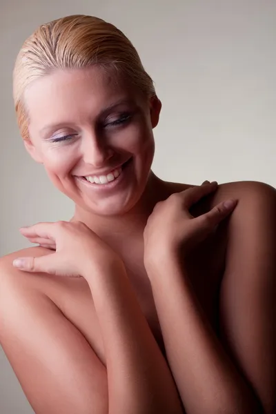 Nude blond girl smile by Zdenek Kintr Stock Photo Editorial Use Only