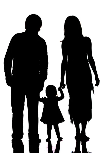 Happy family silhouette isolated on white