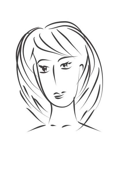 woman face sketch. Sketch young woman face
