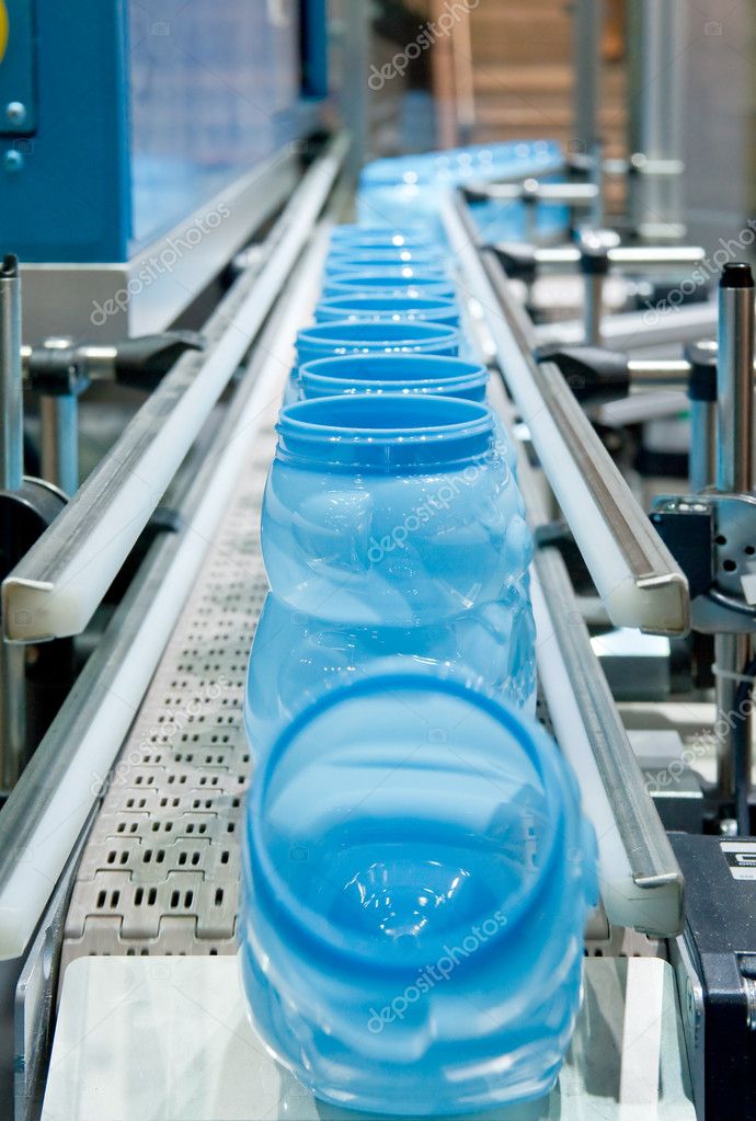 Mass production of plastic containers — Stock Photo