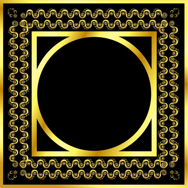 Gold pattern frame with waves and stars_6