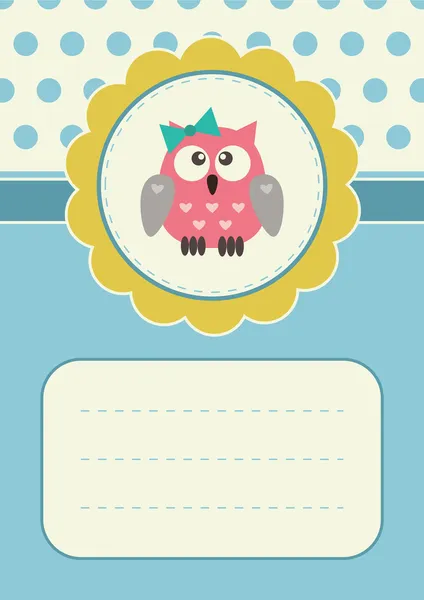Birthday card with baby-girl owlet