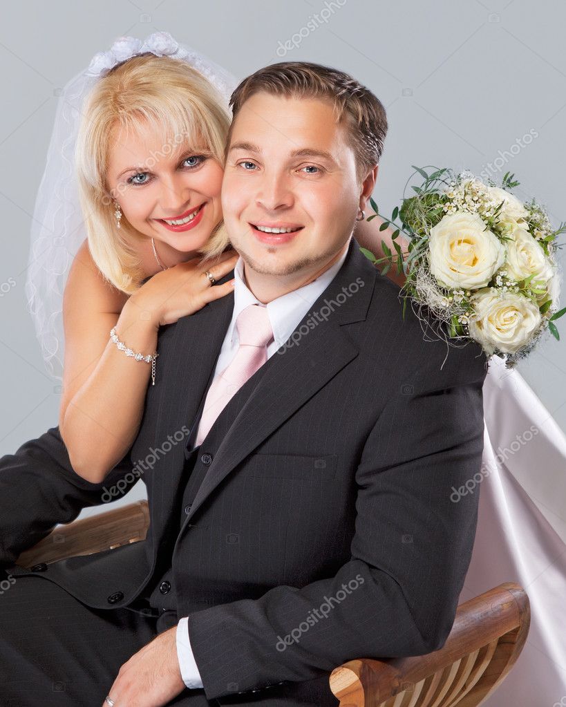 Studio shot of wedding couple
