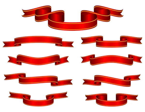 Red Banner Ribbon Set Vector