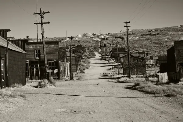 Black and white old ghost town