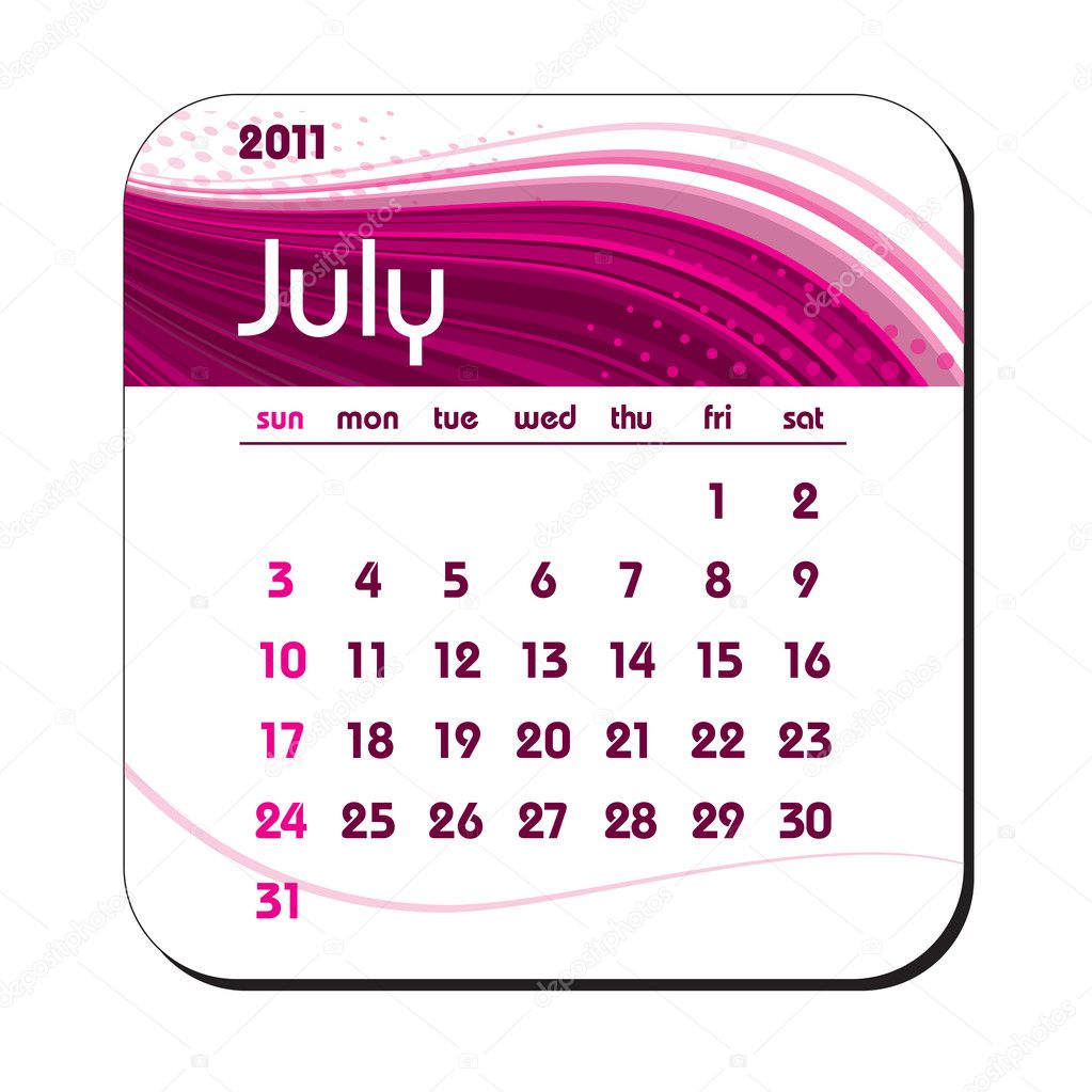 2011 Calendar July Stock Vector © marinakoven #4024263