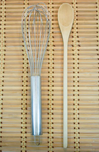 Cooking utensils on bamboo