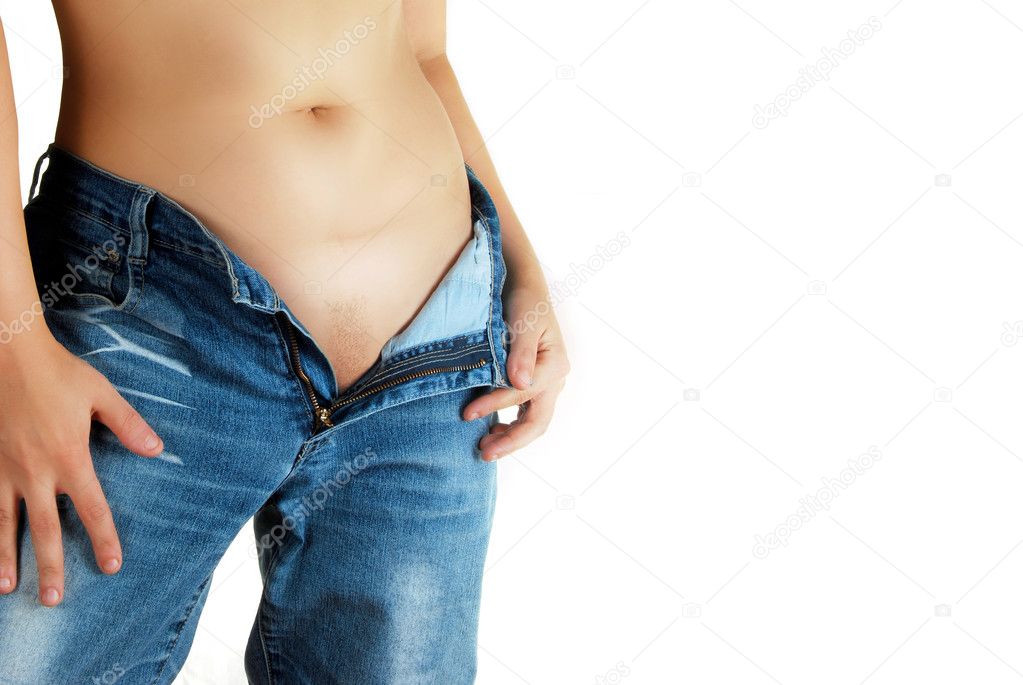 Unbuttoned jeans — Stock Photo © Penguinn 4752390