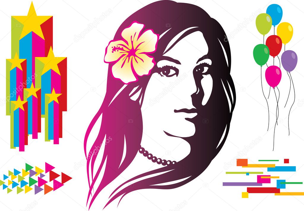 Exotic girl graphic with colorful elements