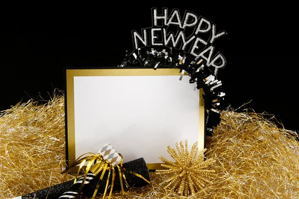 Happy New Year Sign in Black and Gold