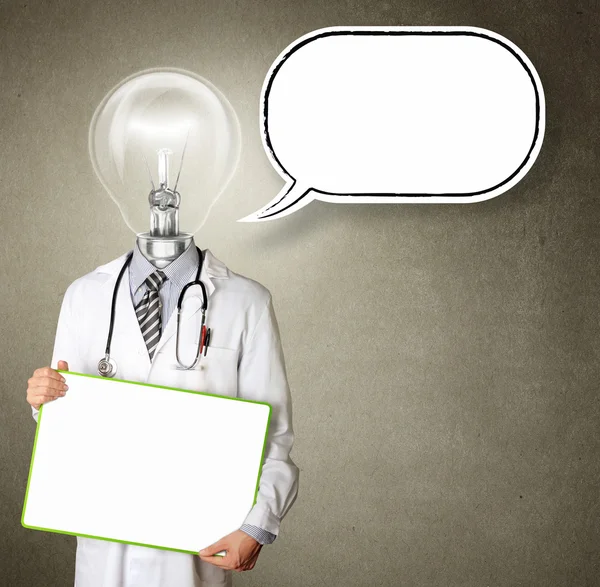Doctor with empty board with thought bubble