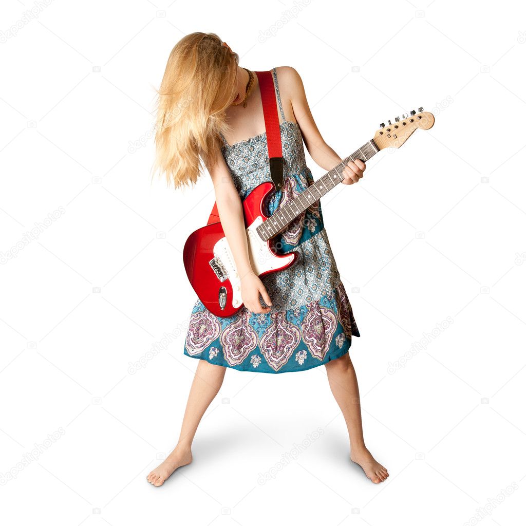 hippie girl with guitar