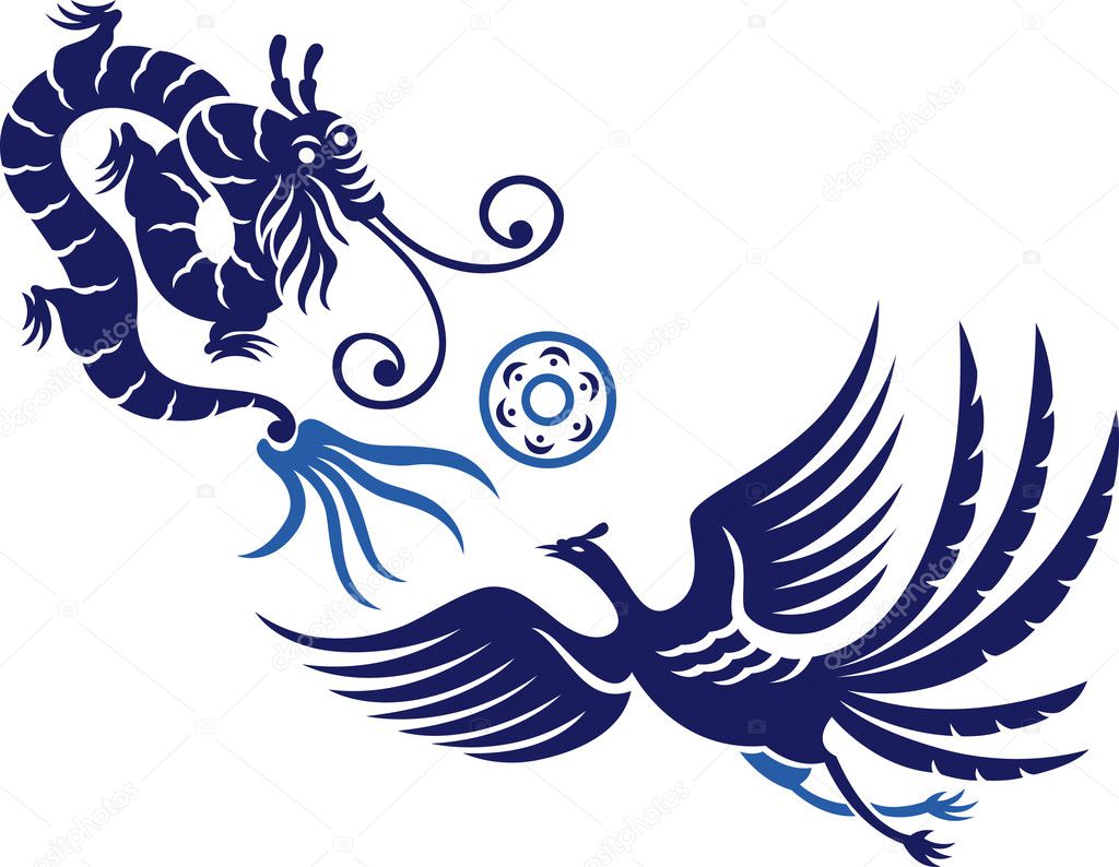 Phoenix and dragon with