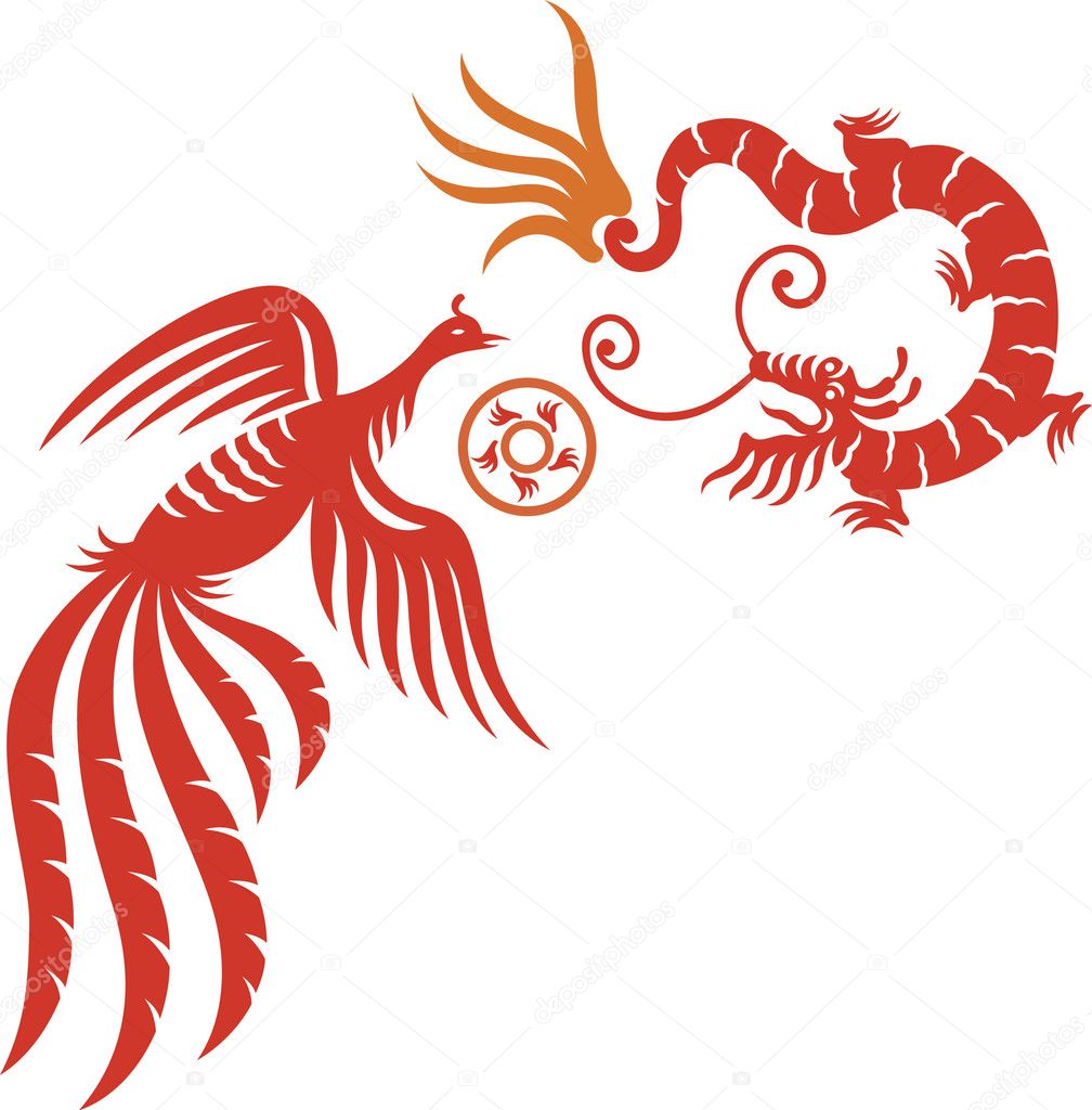 Phoenix and dragon with