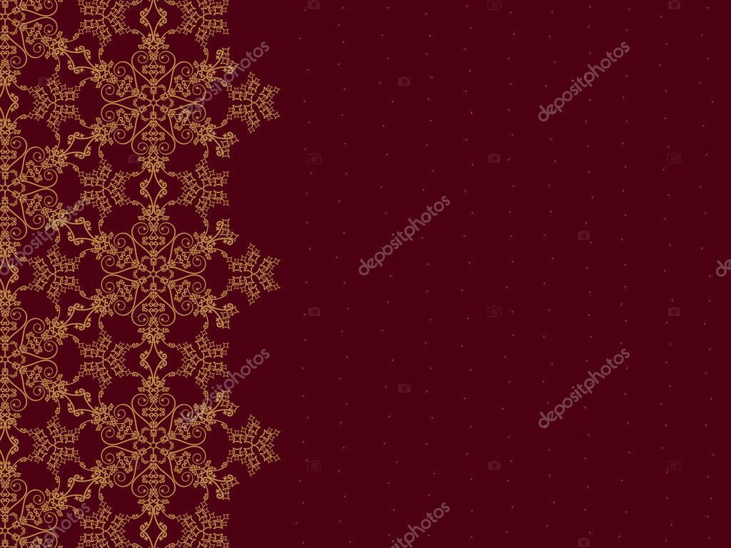 Golden Snowflake Border On Burgundy Background — Stock Vector © Lina S 