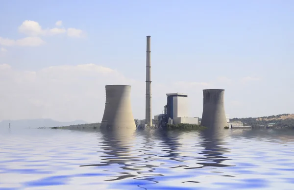 Electricity nuclear power plant under water