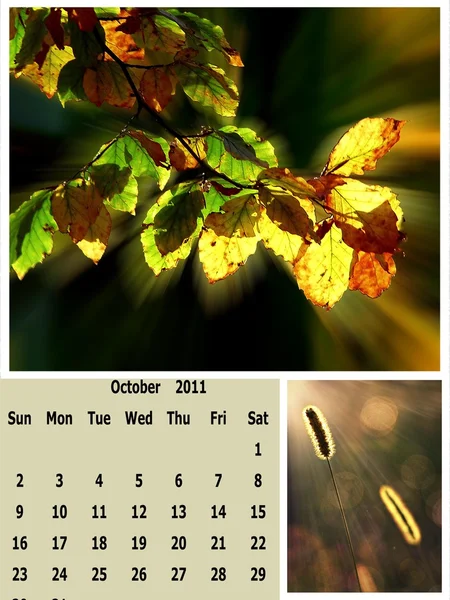 Stock Photo | October month 2011 calendar. October month 2011 calendar