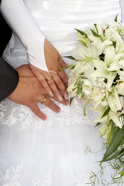 Hands of the newlyweds
