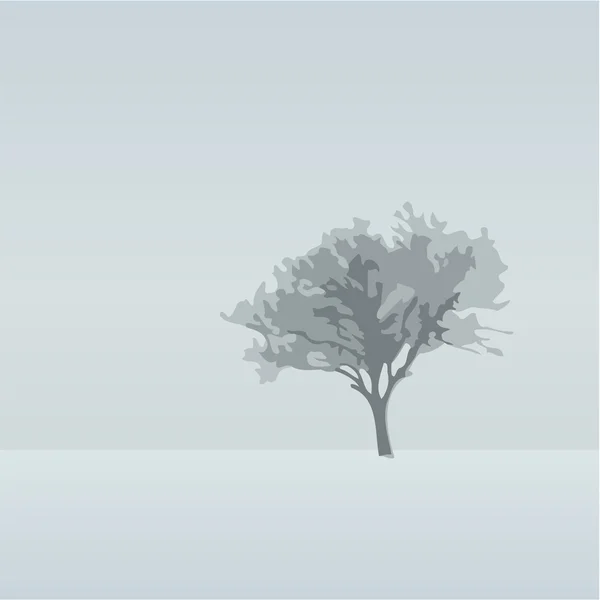 Tree in a winter landscape - illustration of the season
