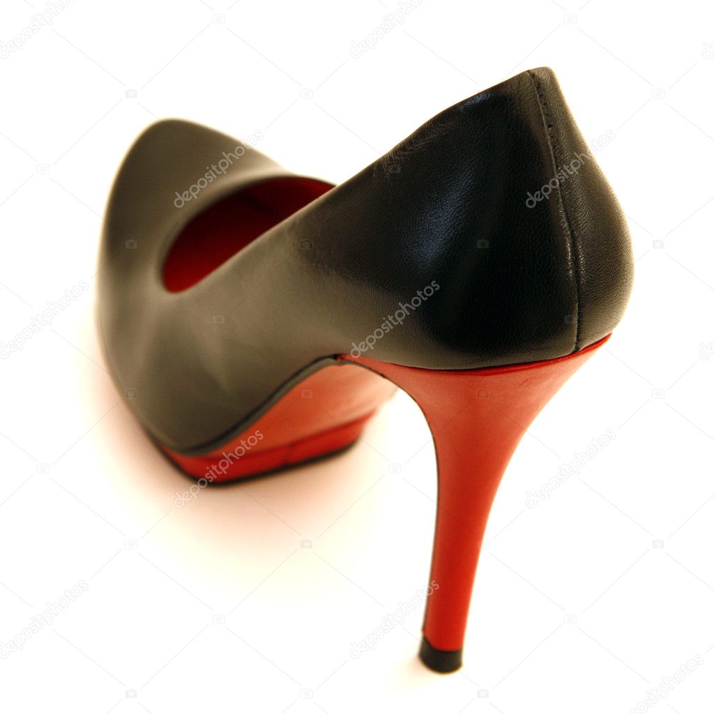red and black high heel shoes