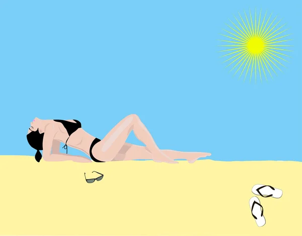 The sunbathing girl on a beach — Stock Vector #4541636