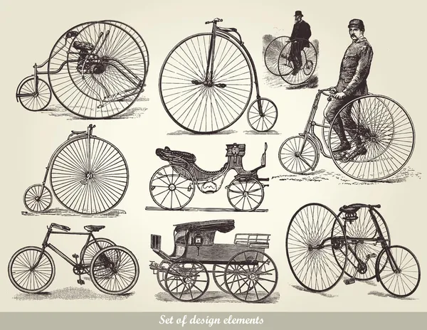 Vector set of old bicycles