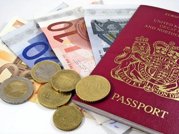 British passport & Euro currency