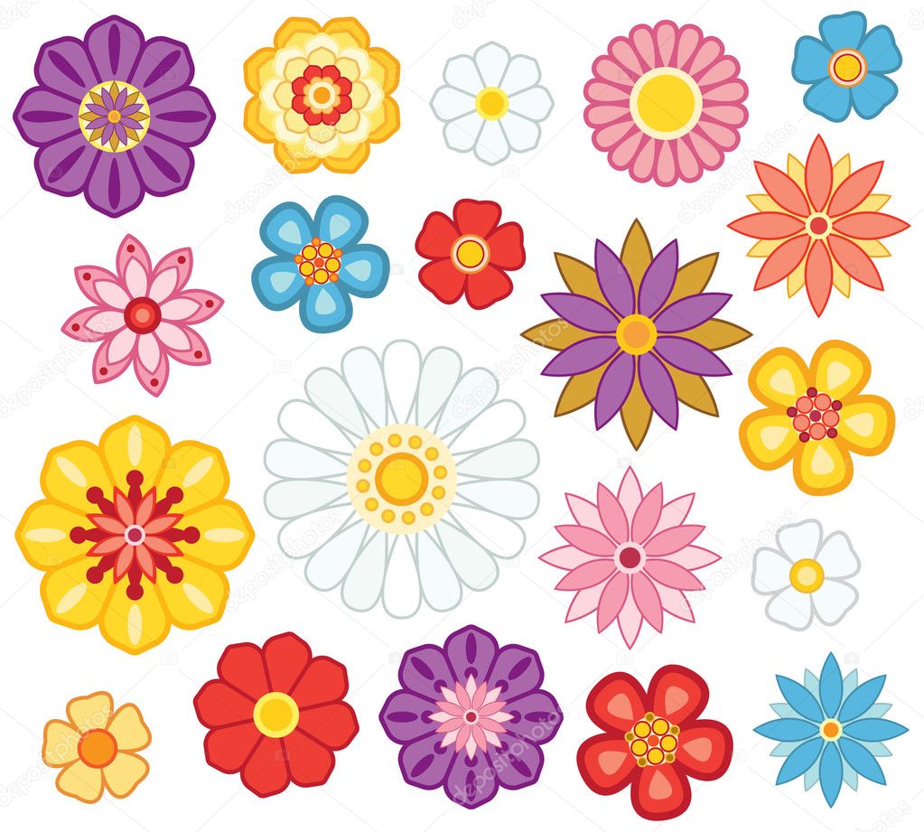 Colorful Cartoon Flowers