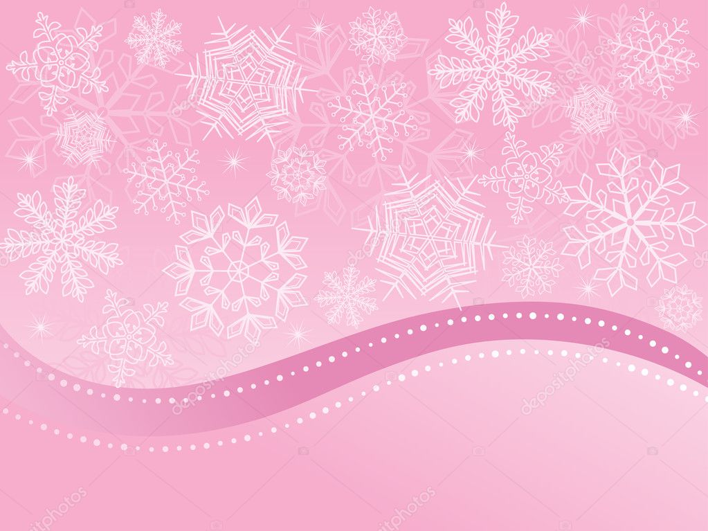 Pink Christmas Background With Snowflakes Vector Illustration — Stock