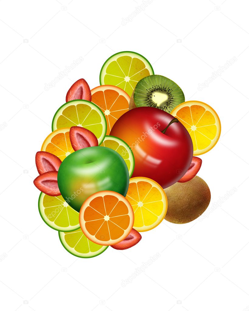 Fruits White Background