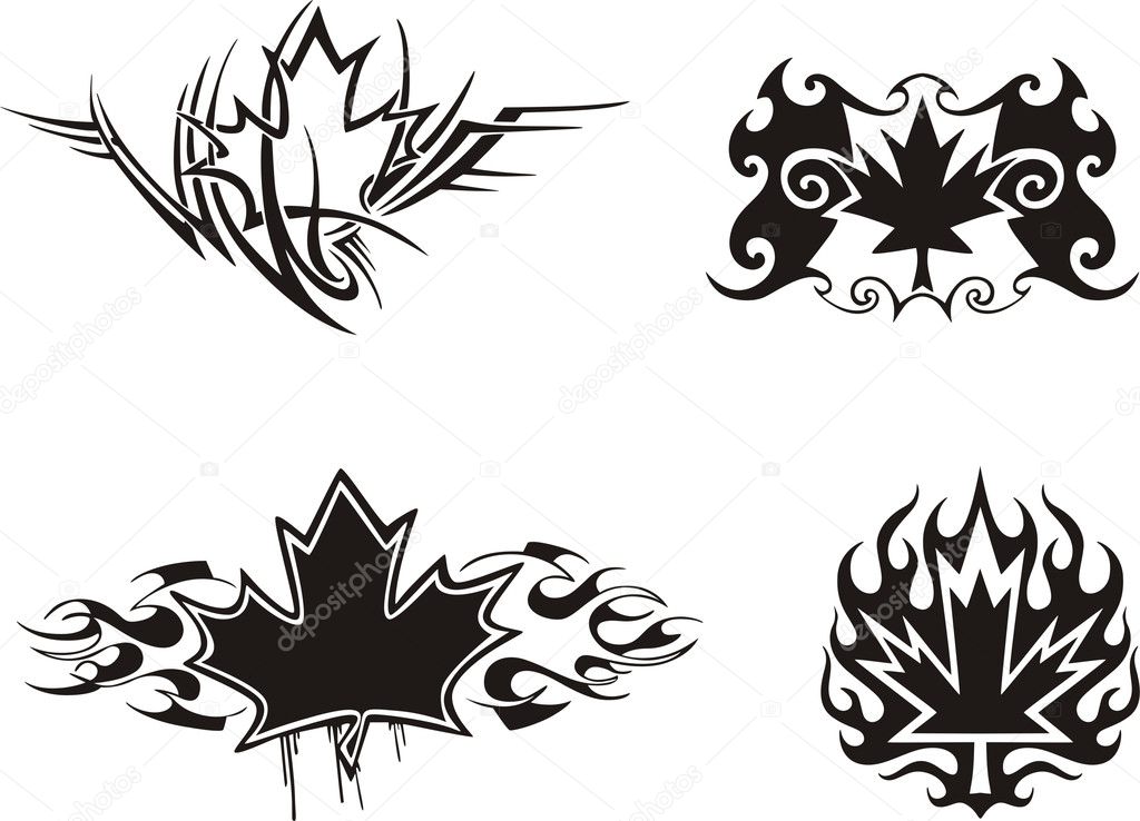 Four Canadian maple leaf flame