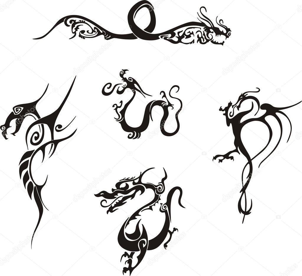 Tri-Dragon Tattoo Design by