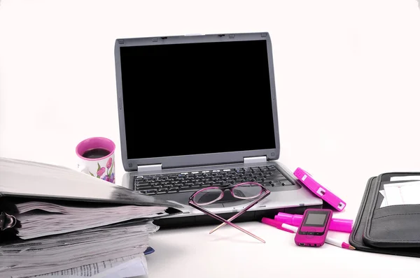 Feminine laptop workspace