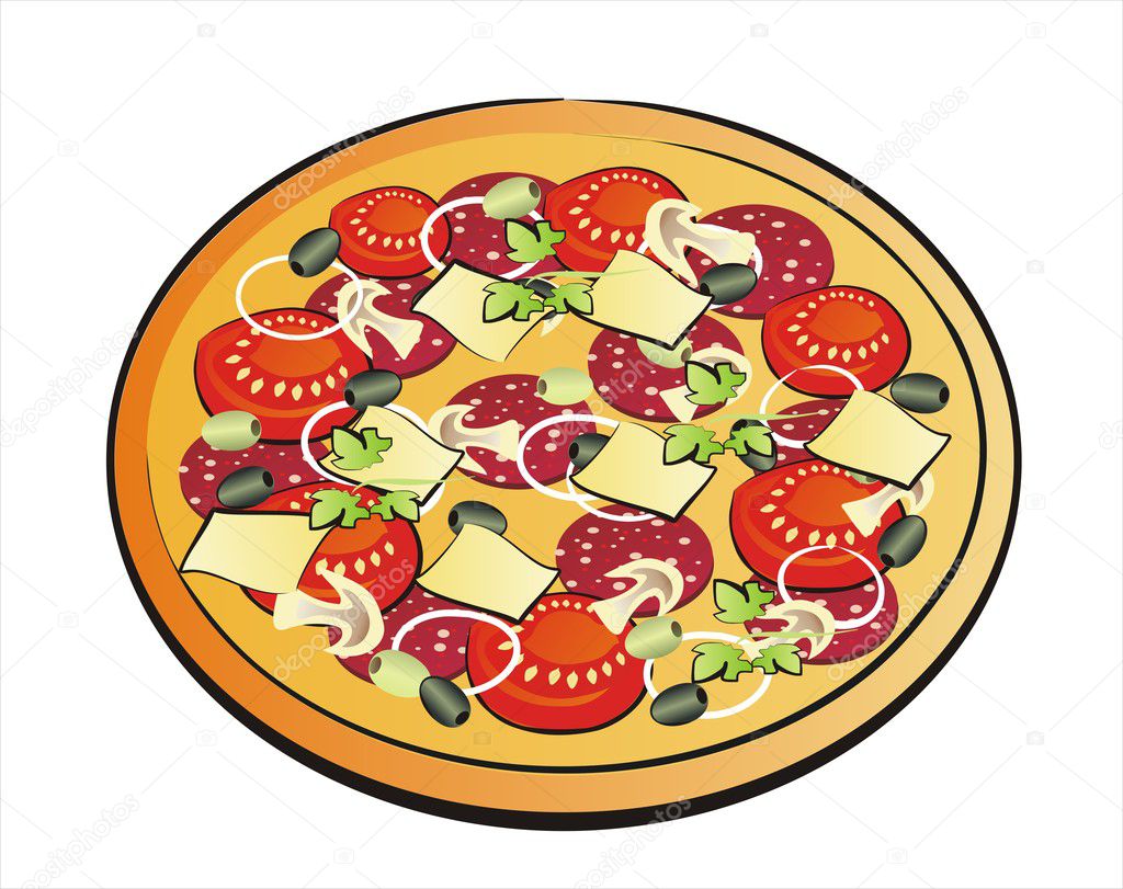 Pizza isolated vector illustration — Stock Vector © baldyrgan 4647121