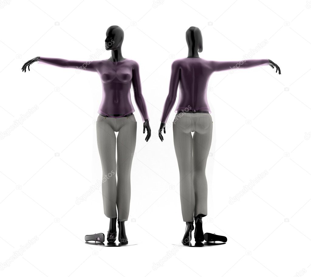 Computer visualization wooden dummy for clothing and textiles — Stock