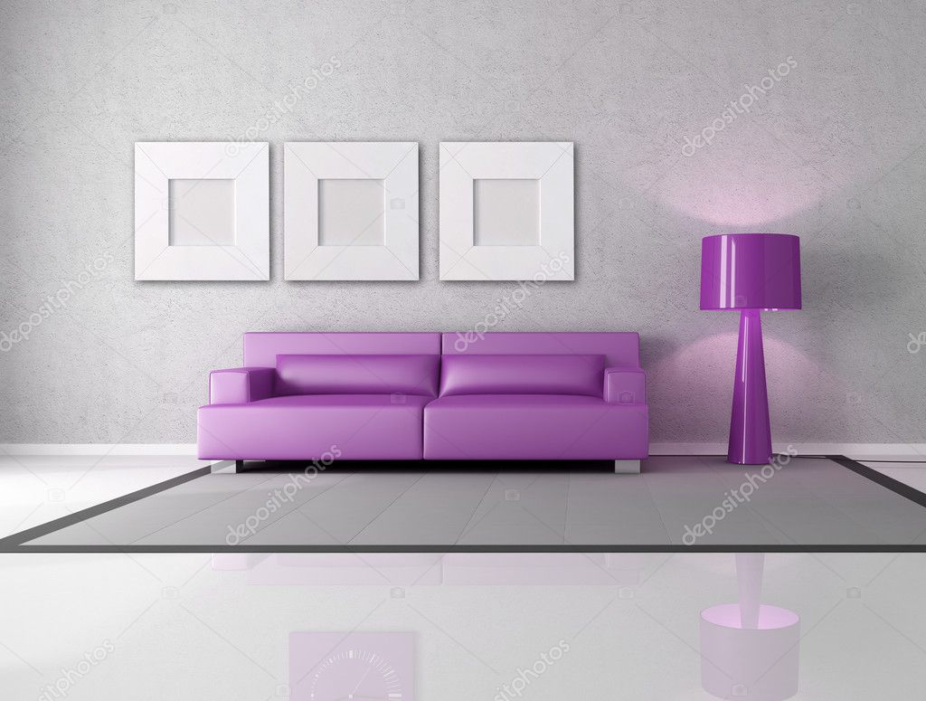 Paars en grijs woonkamer — stockfoto © archideaphoto #4877194