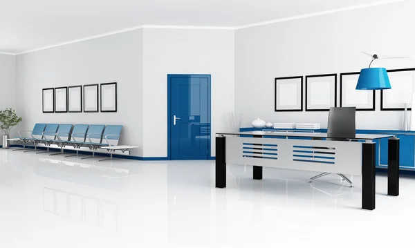 Blue and white office