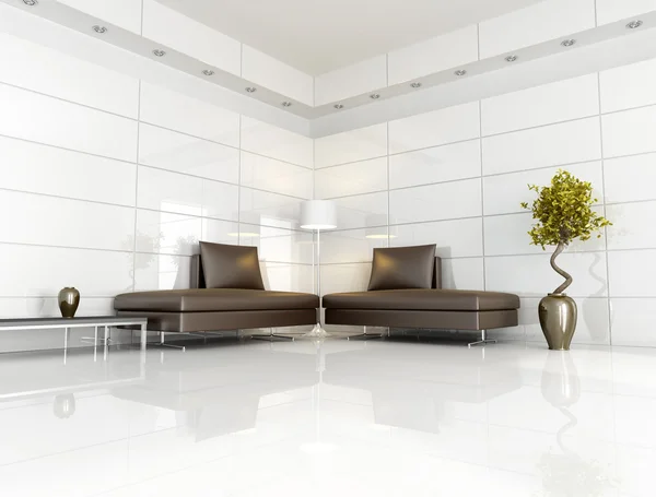 Salón contemporáneo marrón y blanco — foto de stock ... Salon marron y blanco