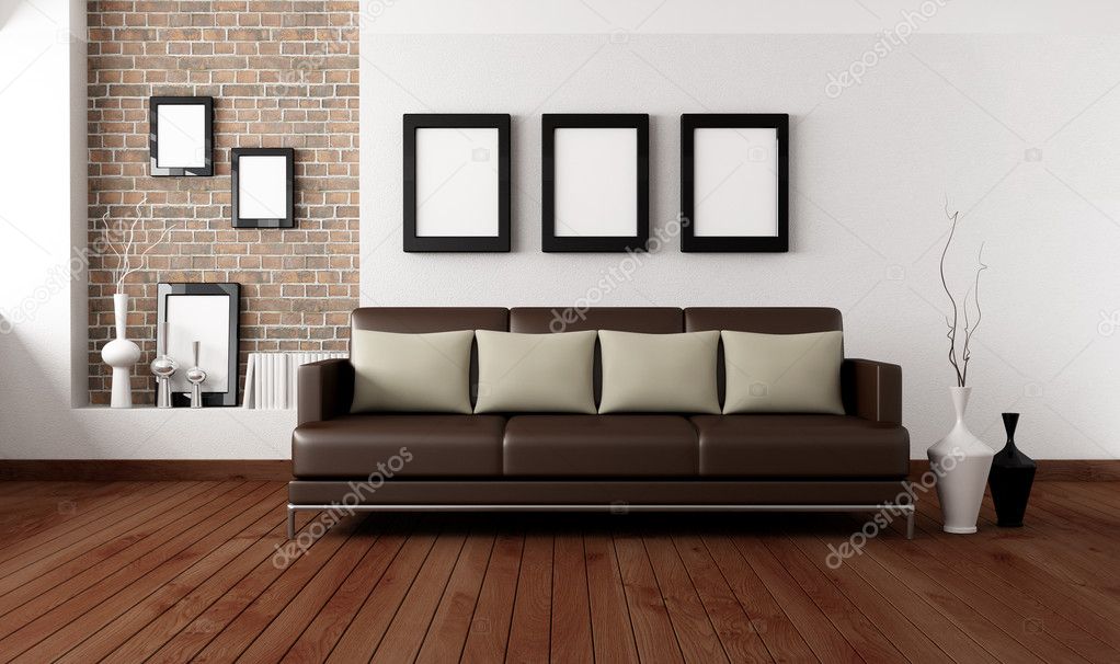 Moderne wohnzimmer — stockfoto © archideaphoto #5097292 Braunes wohnzimmer