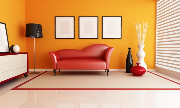Orange and red living room